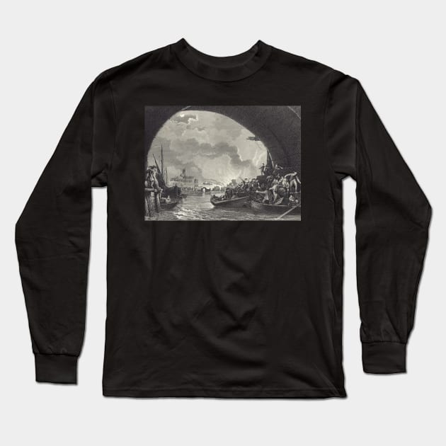 Escaping The Great Fire of London 1666 Long Sleeve T-Shirt by artfromthepast